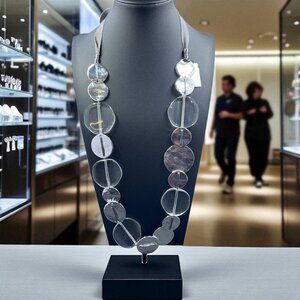 Chicos Frost Iridescent‎ Beaded Statement Necklace Mermaid Coastal Resort